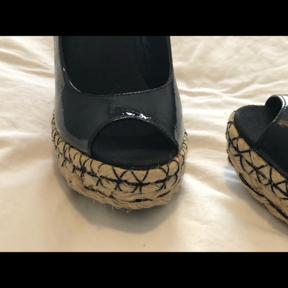 NWOTS RALPH LAUREN PATENT ESPADRILLE PEEP TOE WEDGE (8) - Picture 7 of 15